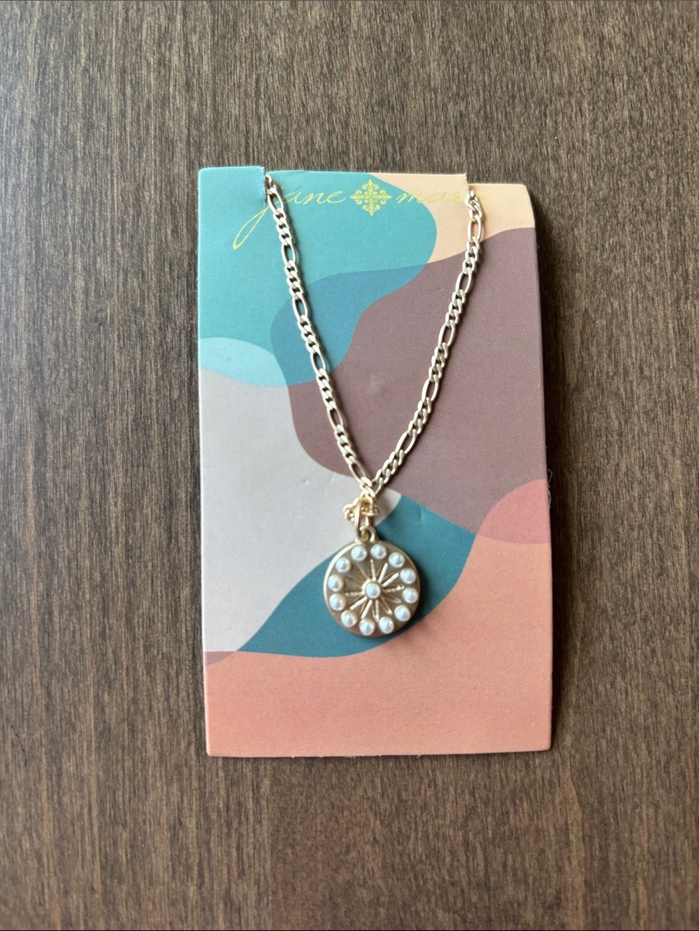 NEW Jane Marie Gold Medallion Necklace with Pearl Accents - Women Jewelry